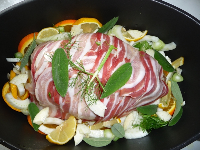 Parelhoen met venkel en citrus fruit