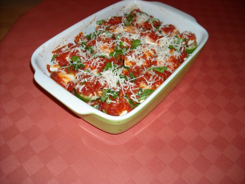 Zucchini al forno – ovenschotel courgette, tomaten en mozzarella
