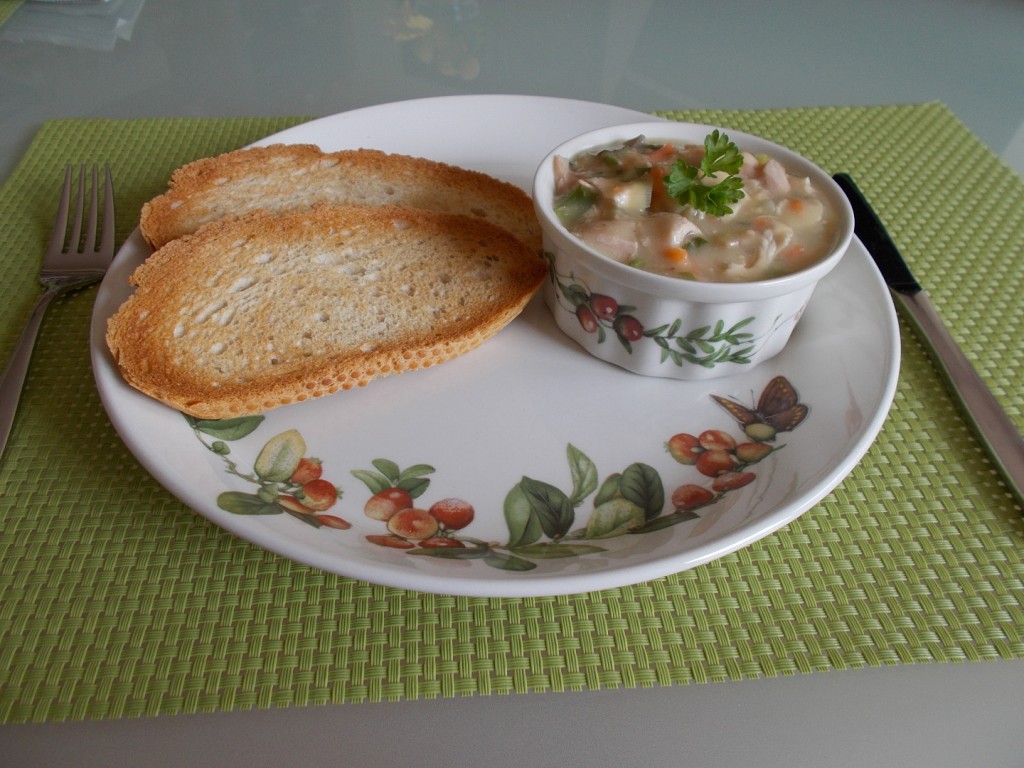 Champignonragout met soepgroenten en kaas