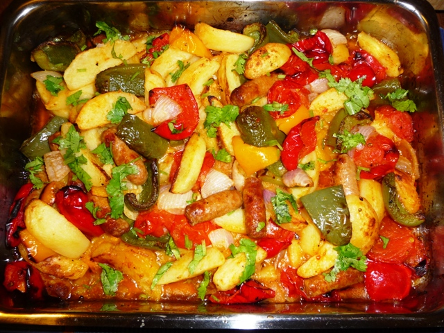 Ovenschotel met verse Chorizo worstjes