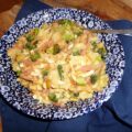 Broccolistamppot met ham, ei en ui