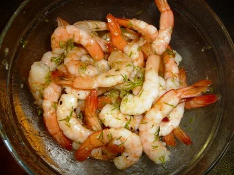 Marinade met knoflook dille en citroen voor gamba’s