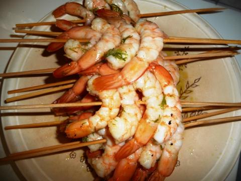 Marinade met knoflook dille en citroen voor gamba’s