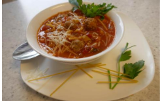 Stevige Spaghetti-maaltijd-soep met balletjes….