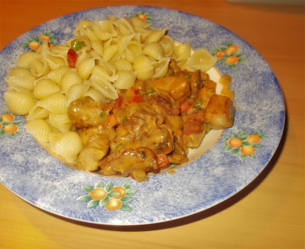 Varkenshaas in chili-roomsaus