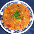 Gehaktstoofje met paprika, tomaat en asperges