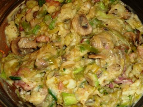 Stamppot met prei champignons en lente ui