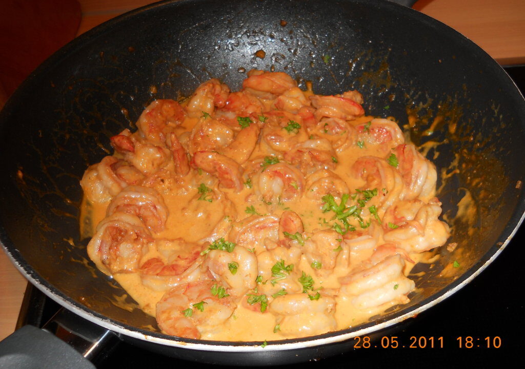Gamba’s in paprika-kokossaus