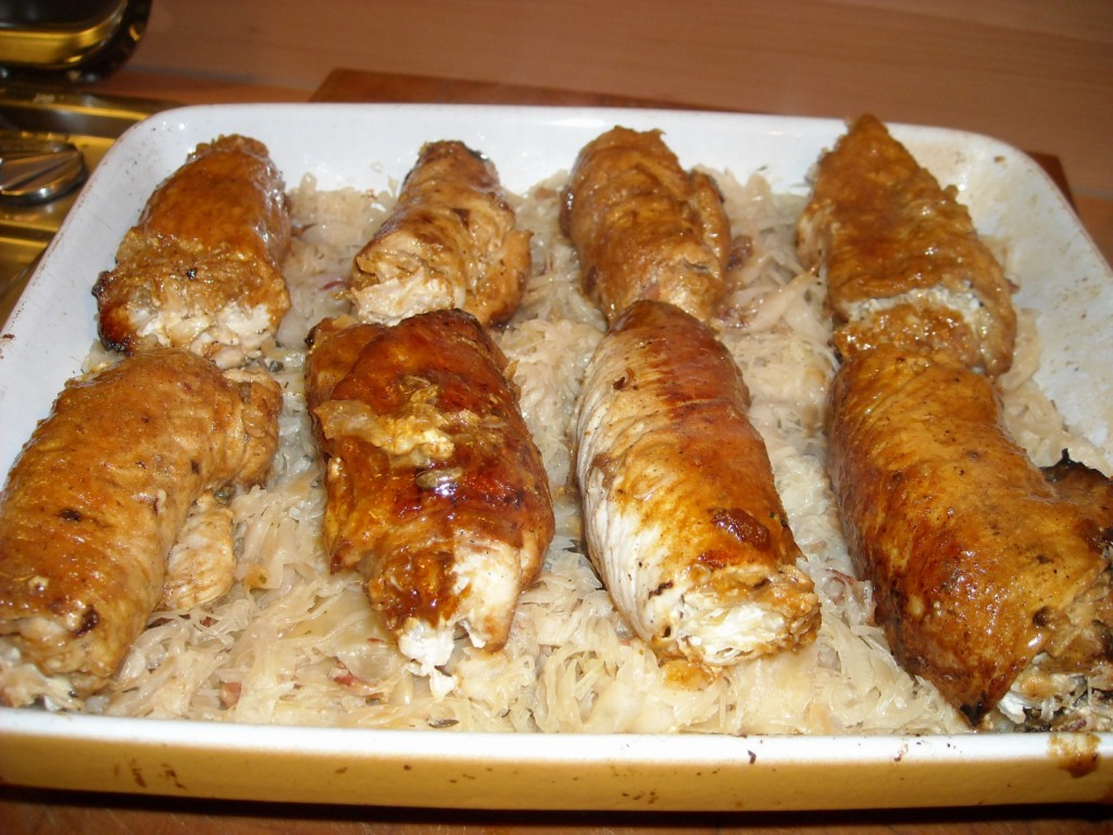 Gevulde kalkoenschnitzels met een balsamico-portsaus