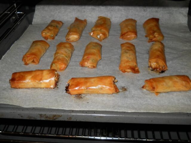 Kleine pittige loempiaatjes uit de oven