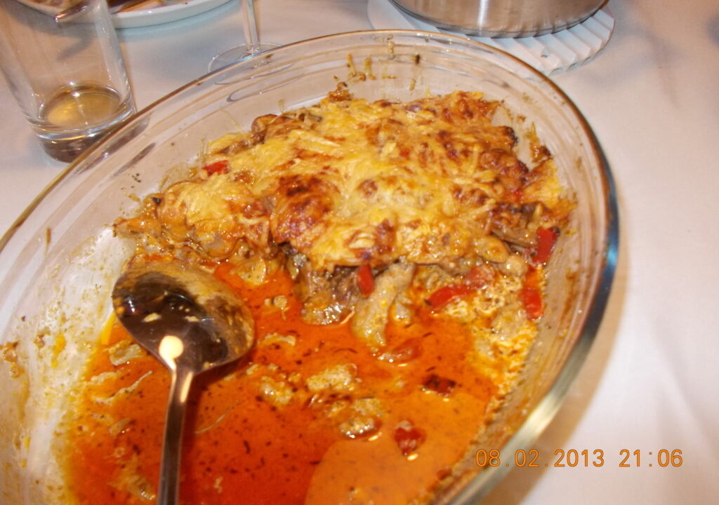 Romige gyros gratin met champignons en paprika