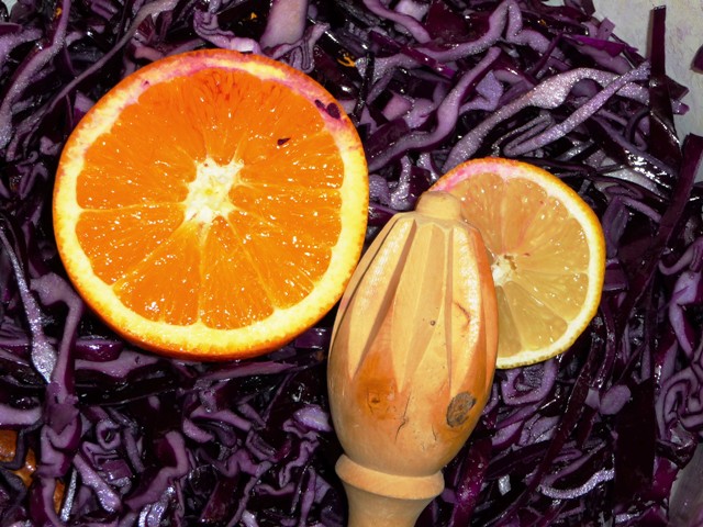 Rodekool met kumquats