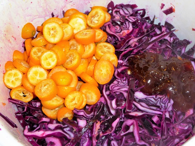 Rodekool met kumquats