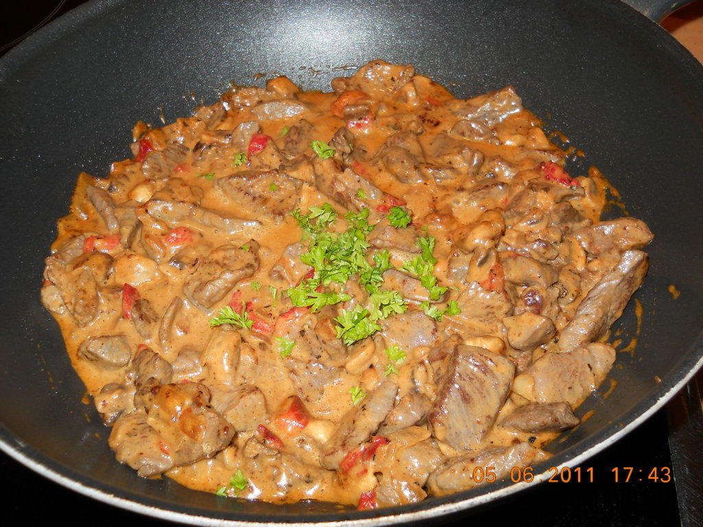 Snelle biefstuk stroganoff à la petra