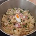 Stamppot rauwe witlof met appel ei en katenspek