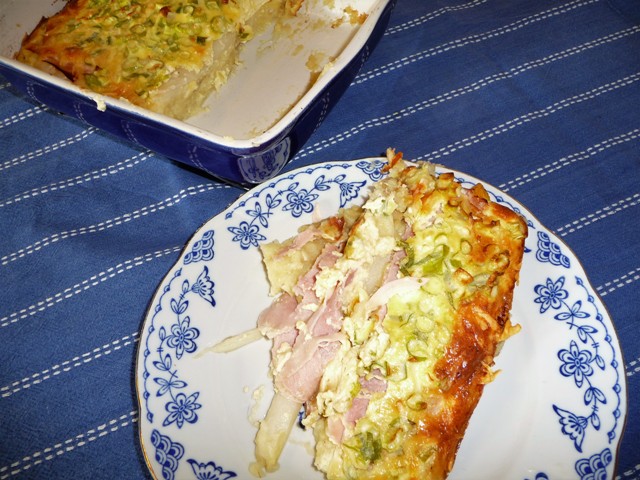 Ovenschotel met asperges en ham