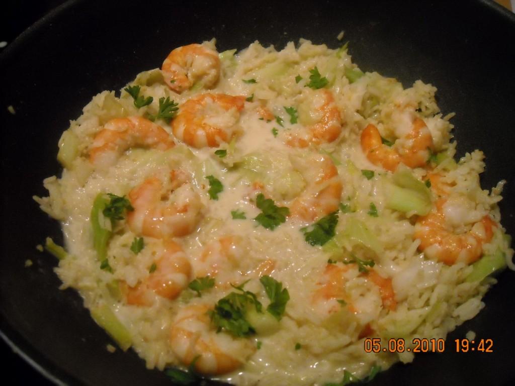 Kokosrijst met grote garnalen