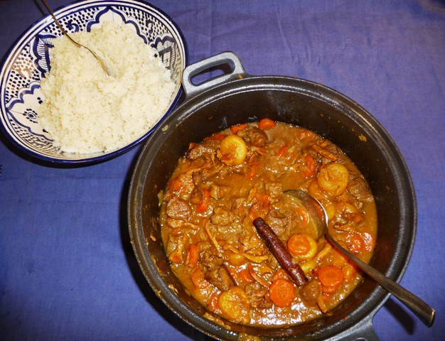Runderstoof met cantharellen en abrikozen