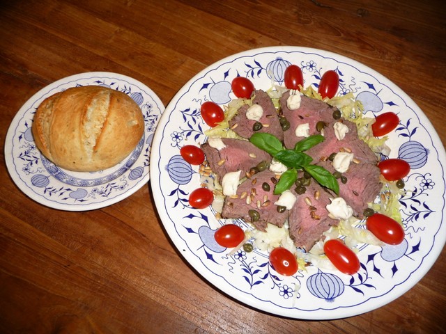 Rosbief carpaccio met truffelmayonaise