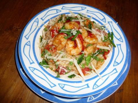 Risotto met grote garnalen