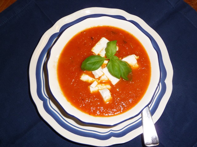 Geroosterde paprikasoep met feta