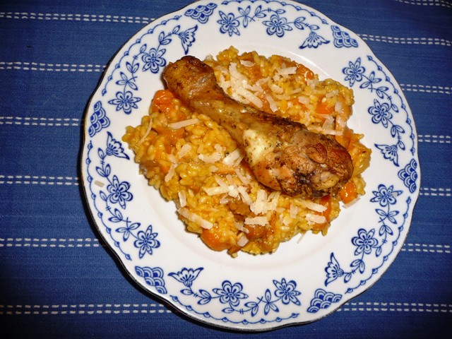Pompoenrisotto met cantharellen