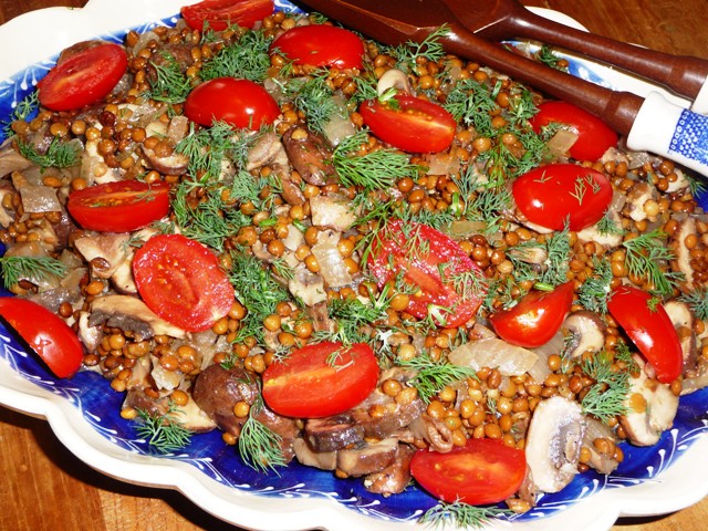 Linzensalade met champignons (Čočkový salát se žampiony)