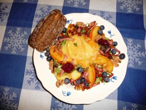 Lauwwarme salade met Val-Dieu kaas
