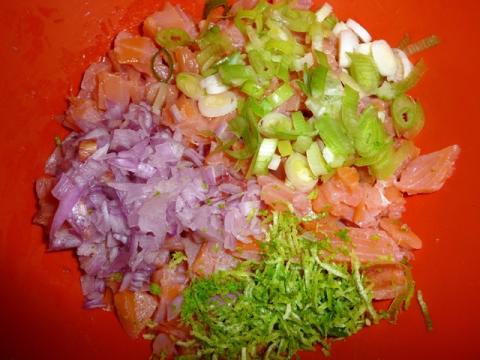 Zalmtartaar van gerookte zalm