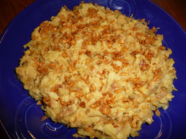 Stamppot van spitskool met een Indisch tintje