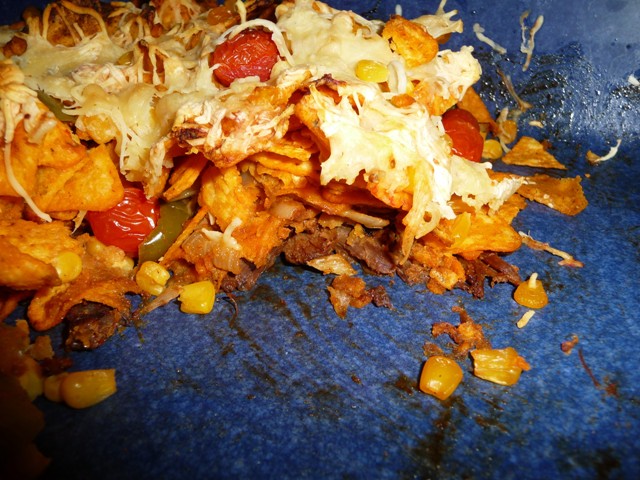 Nacho ovenschotel met pulled chicken