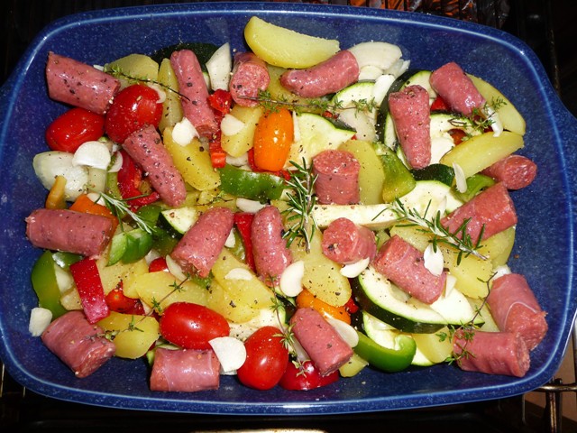 Italiaanse traybake met chipolata’s