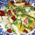 Pot-au-feu met asperges, erwtjes en chorizo