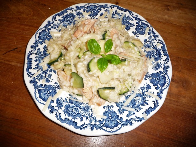 Risotto met asperges, courgette en (zalm)forel