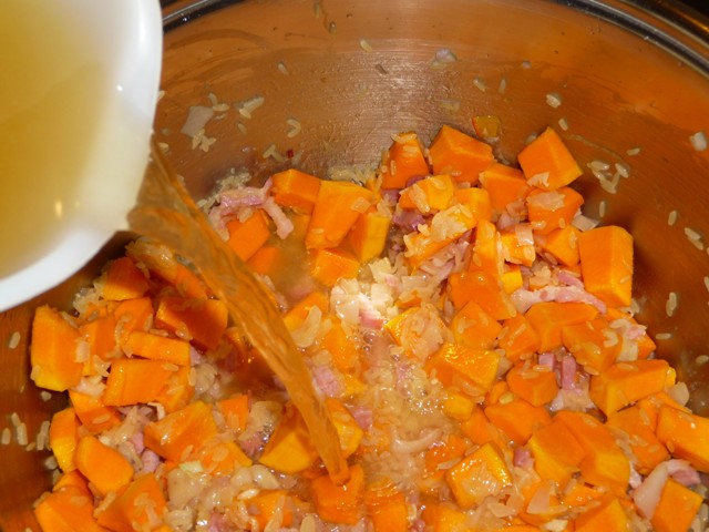 Risotto met pompoen en yacon