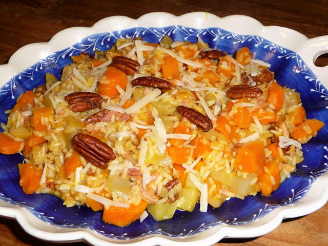 Risotto met pompoen en yacon
