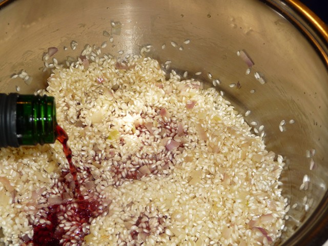 Kerstrisotto met rode wijn, cranberry’s en kastanjes