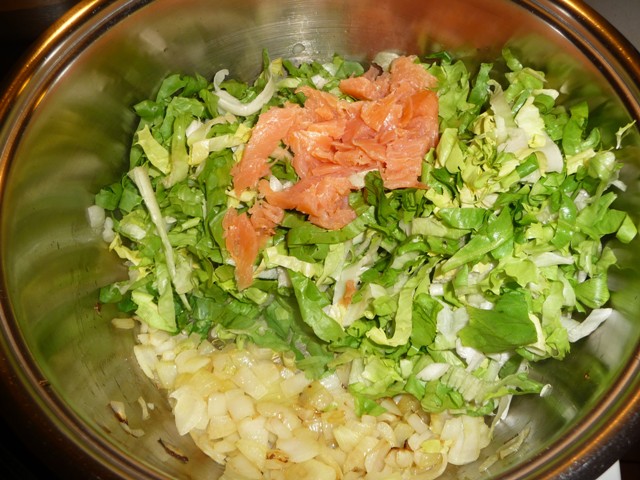 Andijvie stamppotje met gerookte zalm