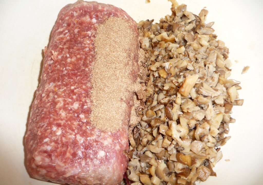 Hamburger van gehakt en oesterzwammen