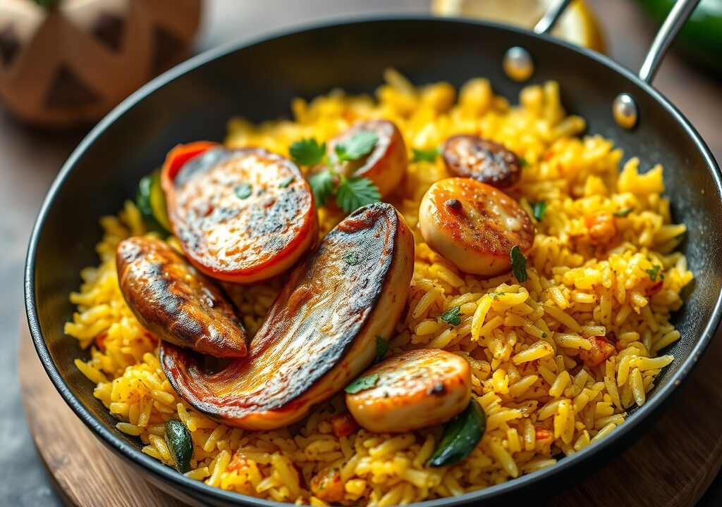 20 minuten paella met vis — AI-gegenereerde illustratie