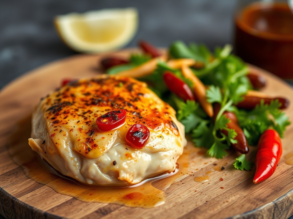 A – Klasse kip saté in marinade, AI-gegenereerde illustratie