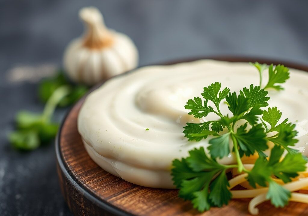 A-Klasse knoflook saus — AI-gegenereerde illustratie