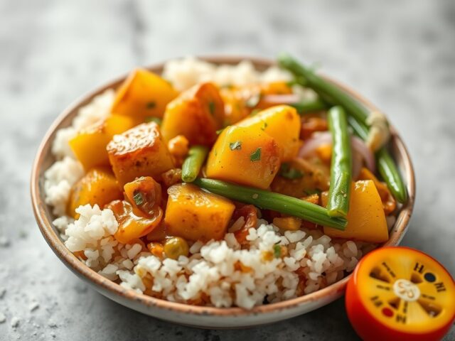 Aardappel-groentecurry — AI-gegenereerde illustratie
