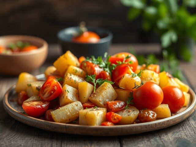 Aardappel-groentenslaatje voor de BBQ — AI-gegenereerde illustratie