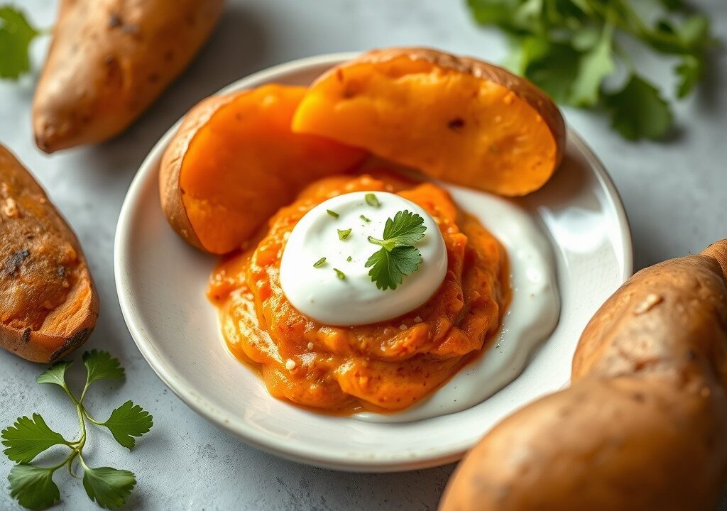 Aardappel met dip, AI-gegenereerde illustratie