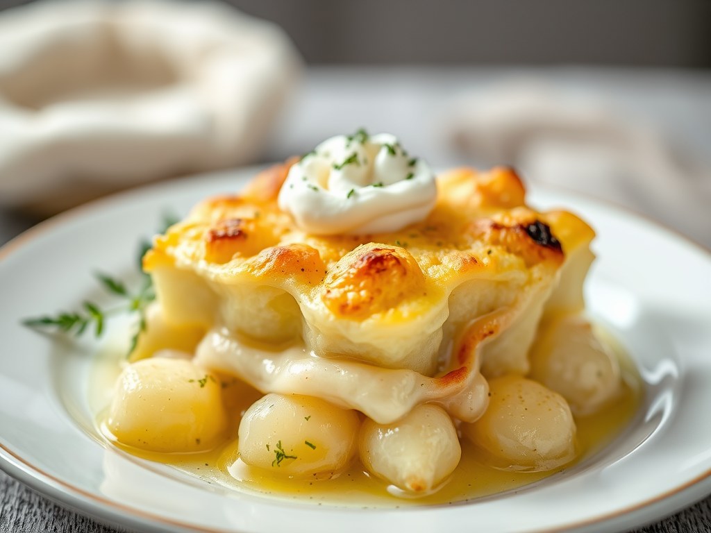 Aardappel truffel gratin, AI-gegenereerde illustratie