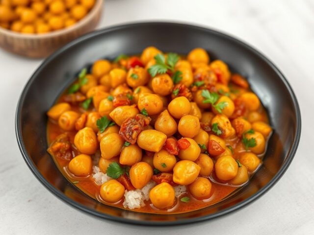 Aardappelcurry met kikkererwten — AI-gegenereerde illustratie