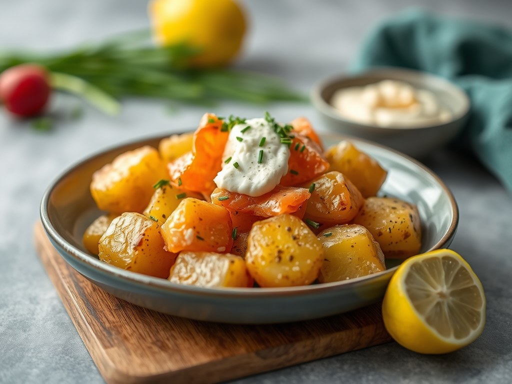 Aardappelen in de schil met Boursin, AI-gegenereerde illustratie