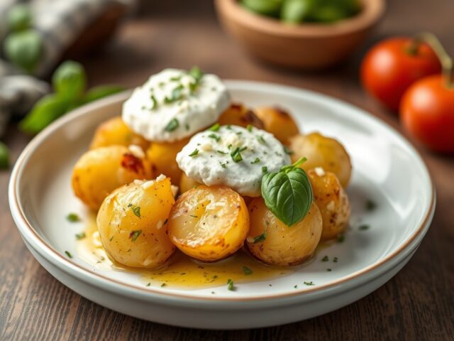 Aardappelen met kwark-geitenkaasvulling — AI-gegenereerde illustratie