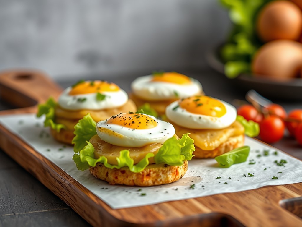 Aardappelpannenkoekjes op een slabedje, AI-gegenereerde illustratie